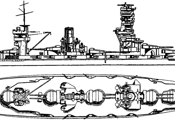 Боевой корабль IJN Fuso 1941 [Battleship] - чертежи, габариты, рисунки